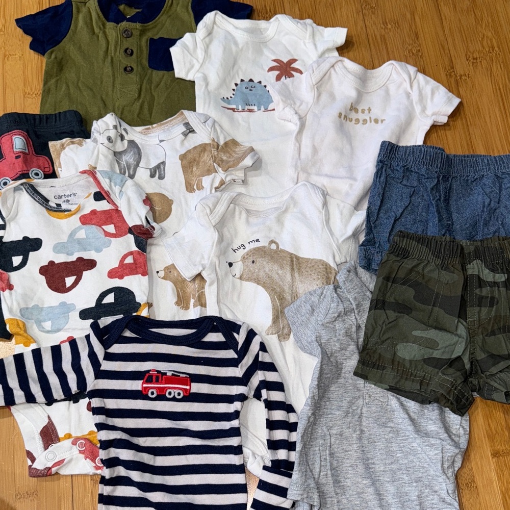 Carters Assorted Baby Clothing Bundle with Animal and Vehicle Prints